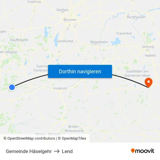Gemeinde Häselgehr to Lend map