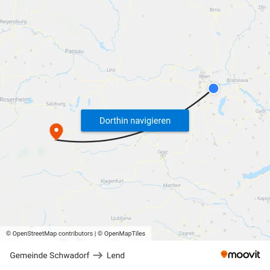 Gemeinde Schwadorf to Lend map