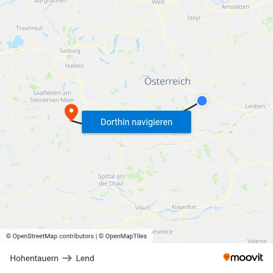 Hohentauern to Lend map