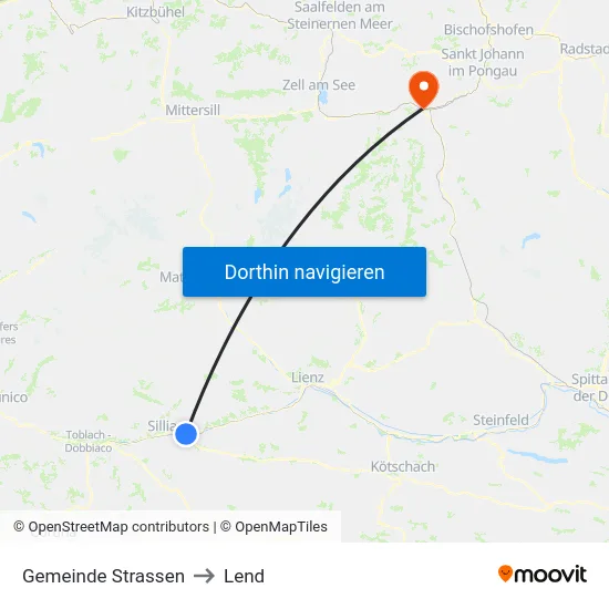 Gemeinde Strassen to Lend map