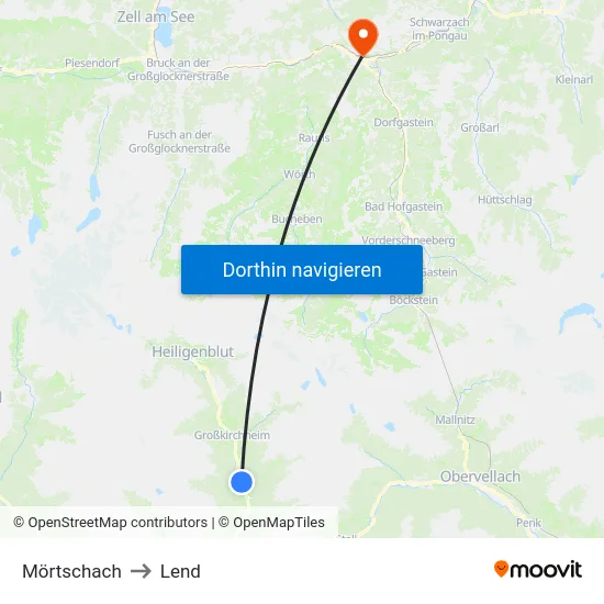 Mörtschach to Lend map