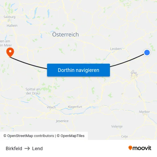 Birkfeld to Lend map