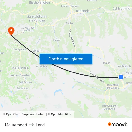 Mauterndorf to Lend map