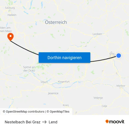 Nestelbach Bei Graz to Lend map