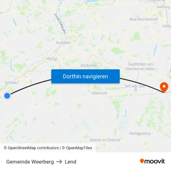 Gemeinde Weerberg to Lend map