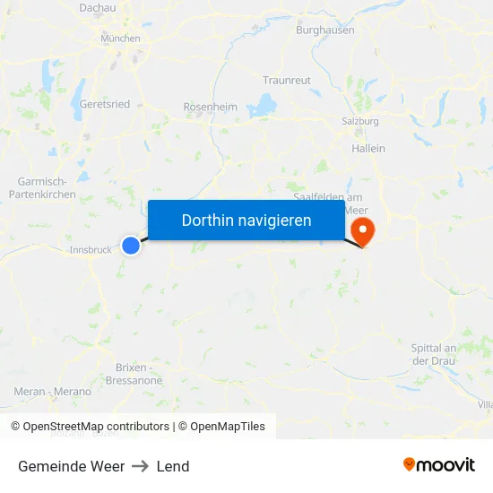 Gemeinde Weer to Lend map