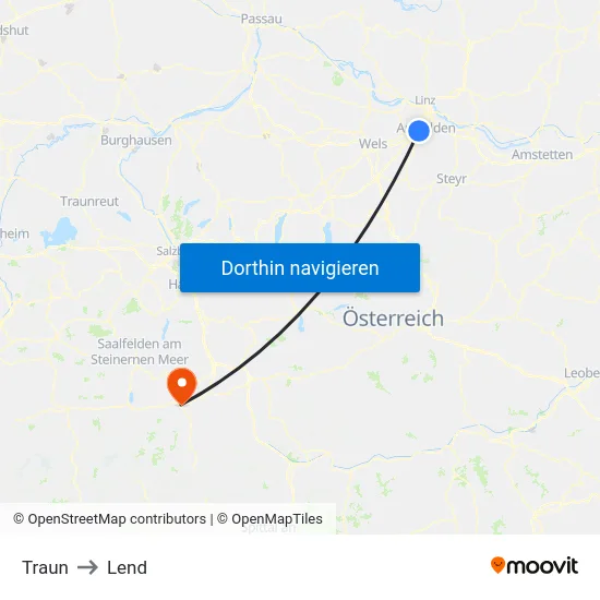 Traun to Lend map