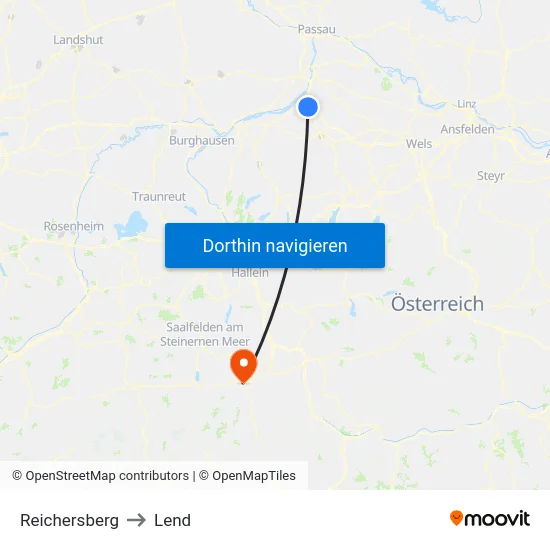 Reichersberg to Lend map