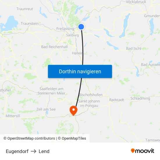 Eugendorf to Lend map