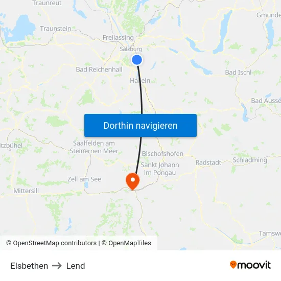 Elsbethen to Lend map