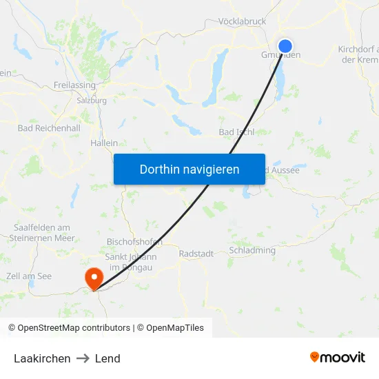 Laakirchen to Lend map