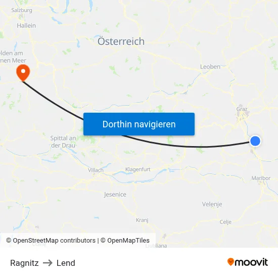 Ragnitz to Lend map
