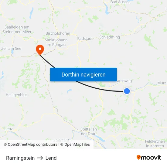 Ramingstein to Lend map