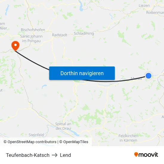 Teufenbach-Katsch to Lend map