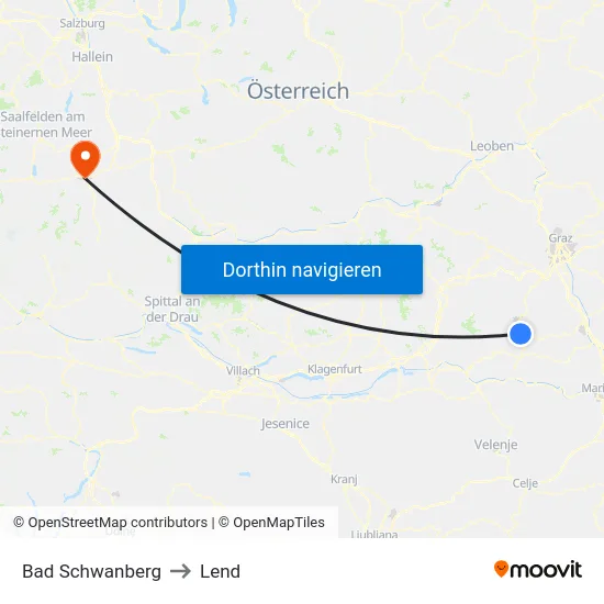 Bad Schwanberg to Lend map