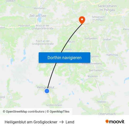 Heiligenblut am Großglockner to Lend map