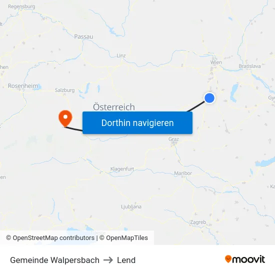 Gemeinde Walpersbach to Lend map