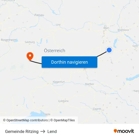 Gemeinde Ritzing to Lend map