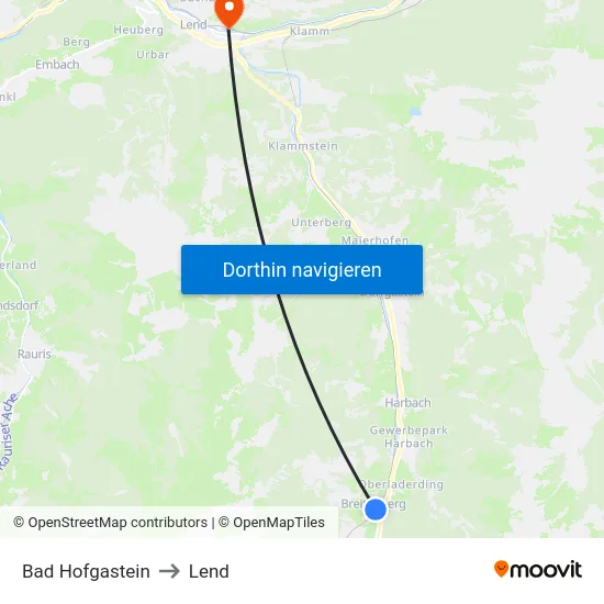 Bad Hofgastein to Lend map