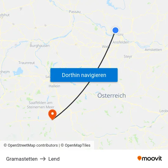 Gramastetten to Lend map