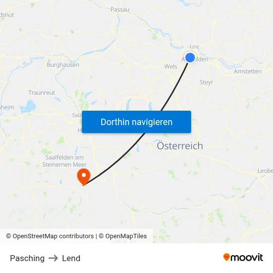 Pasching to Lend map