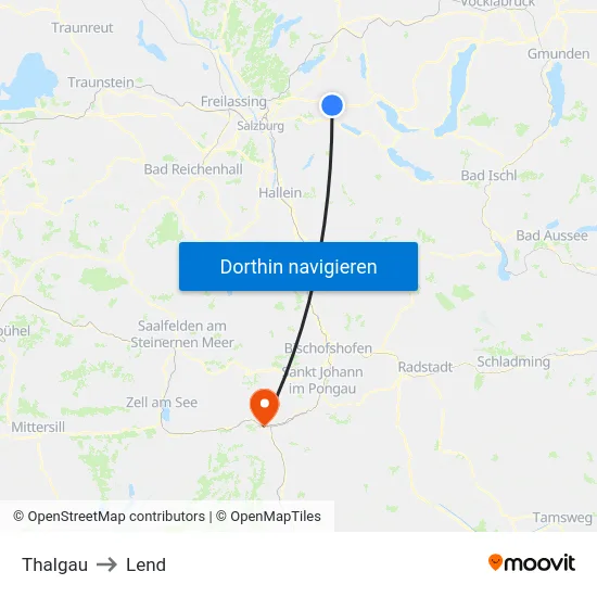 Thalgau to Lend map