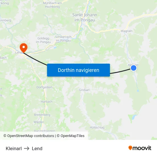 Kleinarl to Lend map