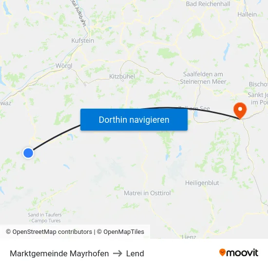 Marktgemeinde Mayrhofen to Lend map