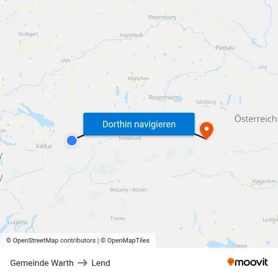 Gemeinde Warth to Lend map