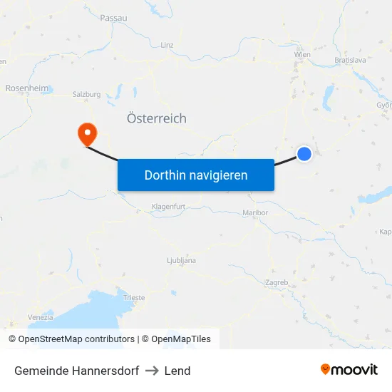 Gemeinde Hannersdorf to Lend map