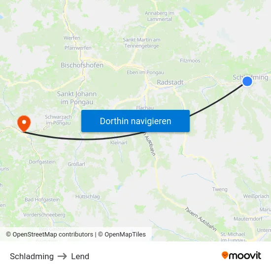 Schladming to Lend map