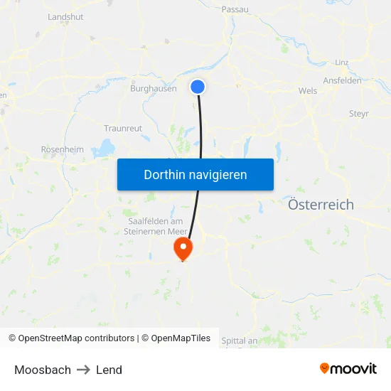 Moosbach to Lend map