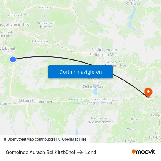 Gemeinde Aurach Bei Kitzbühel to Lend map
