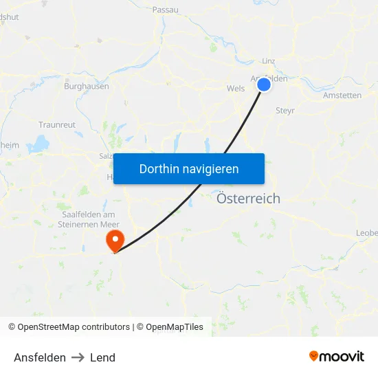 Ansfelden to Lend map