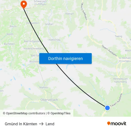 Gmünd In Kärnten to Lend map