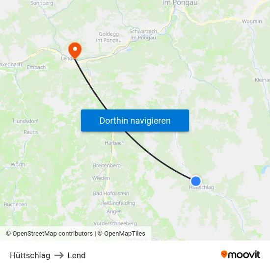 Hüttschlag to Lend map