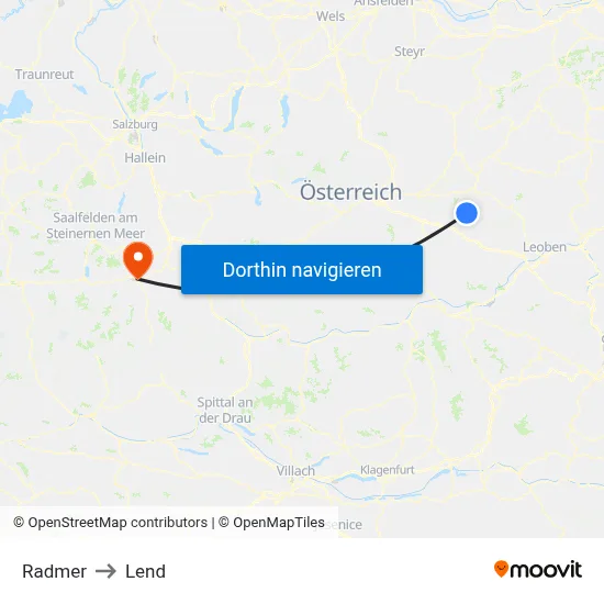 Radmer to Lend map