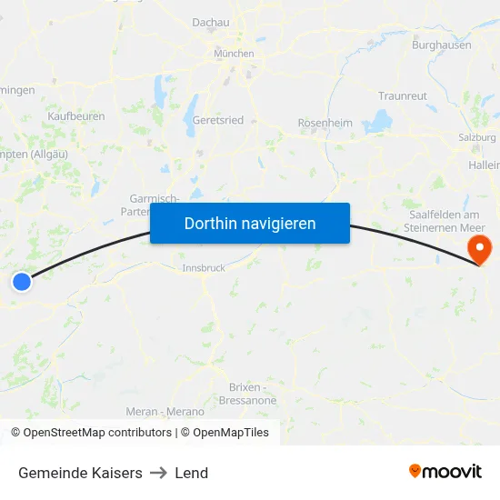 Gemeinde Kaisers to Lend map
