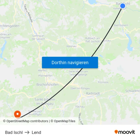Bad Ischl to Lend map