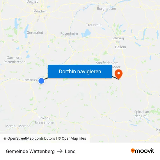 Gemeinde Wattenberg to Lend map