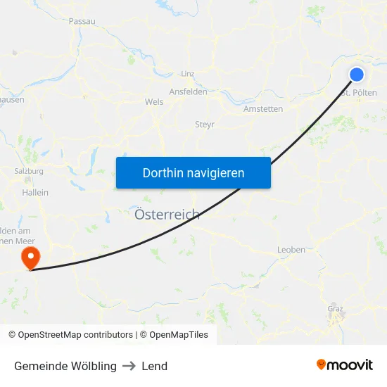 Gemeinde Wölbling to Lend map