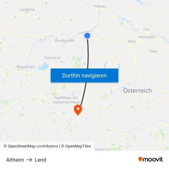 Altheim to Lend map