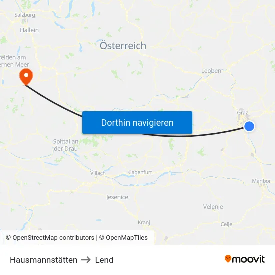 Hausmannstätten to Lend map