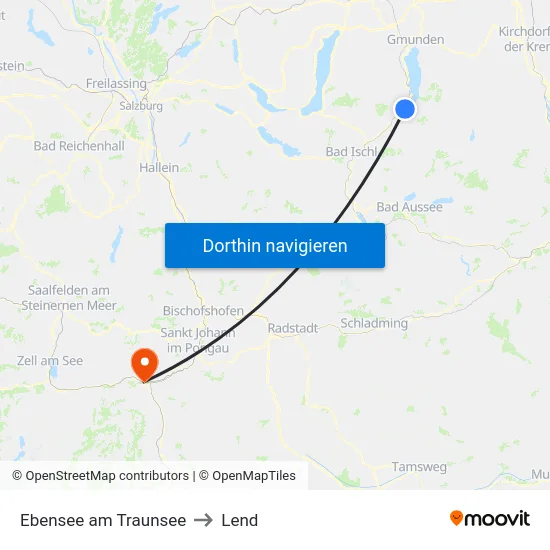 Ebensee am Traunsee to Lend map