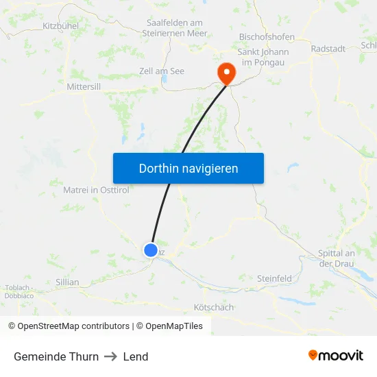 Gemeinde Thurn to Lend map