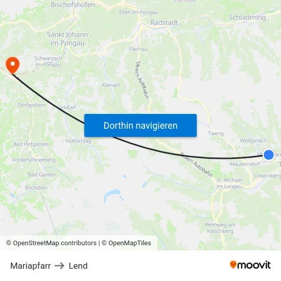 Mariapfarr to Lend map
