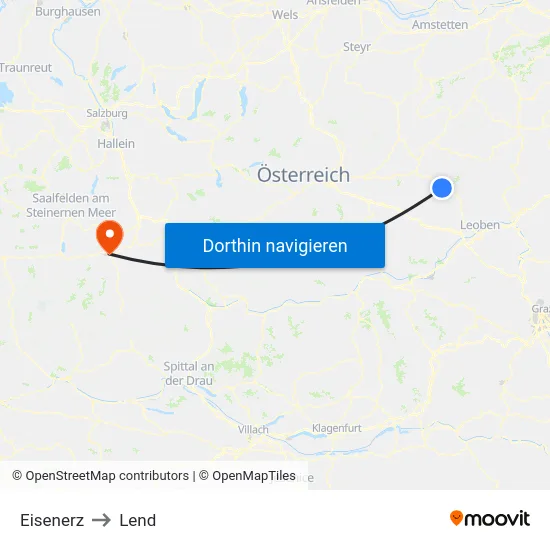 Eisenerz to Lend map