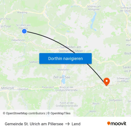 Gemeinde St. Ulrich am Pillersee to Lend map