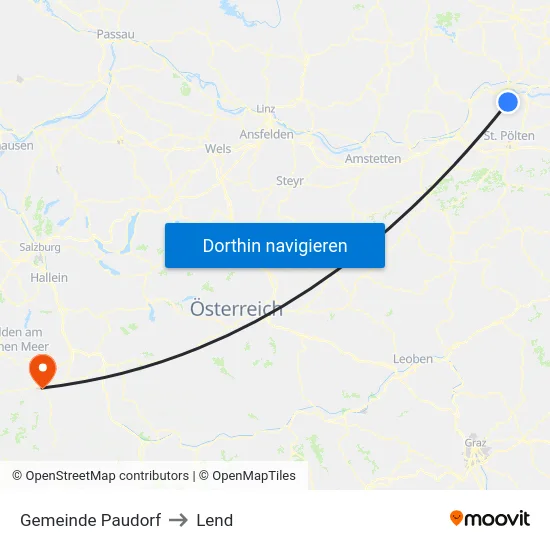 Gemeinde Paudorf to Lend map