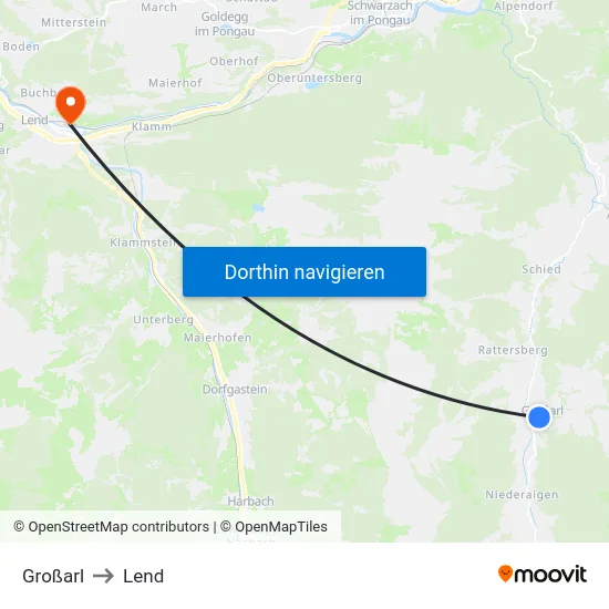 Großarl to Lend map